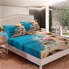 Loussiesd Set di lenzuola a tema oceano to mare da letto set adolescenti hawaiano spiaggia lenzuolo con angoli traspirante estate vacanze blu legno strisce letto camera singola