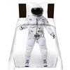 Loussiesd Set copripiumino con motivo astronauta per letto doppio spazio stampato letto con motivo astronauta e spazio esterno decorativo 3 pezzi con lacci a cerniera