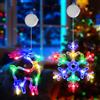 OUILA RGB LED Luci Natalizie, Fiocchi di Neve & Alci Appesi Finestra Decorativa Natalizia illuminata con Ventose e Timer Decorazioni Natalizie Lucine a Batteria Natalizie per Interni Natale(RGB)