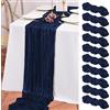 Teruntrue Confezione da 10 runner da tavola in garza bohémien, lunghezza 3 m, colore blu navy, per feste di compleanno, festival, decorazioni per matrimoni