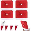 PUERHUACI Coprisedie Natalizie 4 Pezzi,con 4 Mini Cappello Portaposate Natalizie,Lavabile Estraibile,Forma Cappello Rosso di Babbo Natale per Feste o Cene Di Natale Decorazion