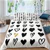 Loussiesd Love Duver - Set di biancheria da letto motivo: cuore, con scritta in inglese Let Me Love You, stile hipster, per coppie, colore marrone chiaro, nero, 3 pezzi, per letto matrimoniale, cerniera