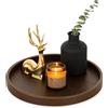 Hanobe Vassoio decorativo rotondo: vassoio decorativo in finta pelle per tavolino da caffè, 30,5 cm, piccolo cerchio marrone per bar, ottomano, feste, moderno, casa, cucina, bancone centrotavola
