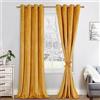 JIUZHEN - Set di 2 tende in velluto oscuranti morbide e opache, con occhielli, tende termiche isolanti anti-calore e freddo per la decorazione della camera, 140x245cm (LxA) Oro Caldo