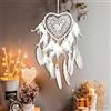 EQLEF Cuore Acchiappasogni, Ornamento di Acchiappasogni Fatto a Mano con Piume da Appendere a Parete per Decorazioni di Nozze in Camera da Letto (Bianco)