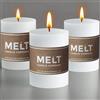 Melt Candle Company Set di 3 Bianco 7,5 x 10 cm Candele a colonnasenza Profumo per Matrimoni ristoranti Decorazione Terme chiese stoppini in Cotone Senza Fumo