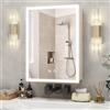 Aovquof Armadietto a specchio con illuminazione, 56 x 40 cm, con vano portaoggetti, armadietto a specchio da bagno con luci LED regolabili con funzione demist, moderno