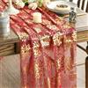 Artoid Mode - Runner da tavolo in tulle di gazar, colore rosso e oro, con motivi di dalie, per Natale, 70x300 cm, decorazione per la cucina invernale, decorazione per interni, festa, vacanza