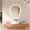 EMKE Specchio Bagno con Luce, Asimmetrico, Antiappannamento,80 x 60 cm,Specchio Bagno LED,Interruttore Touch, 3 Colori di Luce Regolabili, Risparmio Energetico,Specchio da bagno