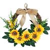 Sertay Girasole Finto Ghirlanda Porta, 30cm Ghirlanda Di Girasoli Artificiali, Per Porta d'Ingresso, Recinzione, Finestra, Matrimonio, Tavola e Decorazione Della Casa Home