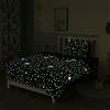 Homewish Set copripiumino con stelle luminose per bambini, blu con stelle e universo a cartone animato, biancheria da letto per adolescenti, ragazzi e ragazze, per bambini, coperta con cielo stellato