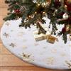 Inodiref 90cm Tappeto Gonna Copertura Base Albero Di Natale Bianco Tappeto Per Albero Di Natale Base Per Albero Di Natalizie Fiocchi di Neve Gold Tessuto Morbido Adatto Per Decorazioni Natalizie