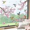 SHUCHING Adesivi per Finestre Fiore di Ciliegio, Vetrofanie Ramo Fiori Rosa Printemps per Finestre, Decorazioni Anti-Collisione Vetrine Negozi Vetro Cucina