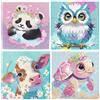 Realjoy 4 Pezzi Diamond Painting Kit Completo Bambini,5D pittura diamond painting animali adatta a principianti e bambini, regali di Natale e compleanno（15x15 cm）