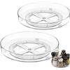 Flearitzo 2 Pezzi Organizer Girevole Lazy Susan 360° per Spezie, Frutta, Snack - Vassoio Girevole Trasparente per Cucina, Frigorifero, Credenza, Salvaspazio (23.5cm + 27cm)
