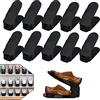 YUENFONG Set di 20 scaffali regolabili per scarpe, 3 altezze, salvaspazio, in plastica antiscivolo (nero)