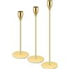 Jinavoty Set di 3 candelabri conici argentati e neri per candele coniche - Candelabri decorativi per matrimonio, cena, festa, anniversario (dorato)