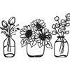 Hotop 3 Decoro Parete Con Fiori in Metallo Arte Parete Del Vaso Minimalista Decoro in Ferro a Filo Di Tulipano Scultura Da Floreale Per Cucina (Stile Delicato, 5,6/6/ 9,9 Pollici)