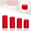 Candelo - Set di 4 candele natalizie per ghirlanda dell'Avvento, 7,5/9/10,5/12 cm, colore: Rosso