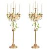 Nuptio Oro Candelabri Centrotavola 5 Candele: 88cm Set di 2 Portacandele da Terra Alto, Metallo Candelabro Portacandele Retrò per Casa Matrimonio Natale Halloween Compleanno Anniversario