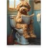 Dazzlewall Divertente Poster Murale Bagno Cane che legge il giornale sul water, stampe d'arte murale di cani vintage per la decorazione del bagno 12x16 in Senza Cornice