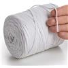 MeriWoolArt® Filo di Macramè Bianco 2 mm x 250 m Corda di Cotone Riciclato, Cotone Morbido per la Realizzazione di Appendi Piante, Gioielli, Borse all'Uncinetto
