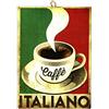 KUSTOM ART Immagine da collezione Caffè Italiano in stile vintage stampata su legno a forma di laser made in Italy - Idea regalo