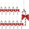 YIEUR 12 Pezzi di Decorazione a Bastoncini di Zucchero per Albero di Natale con 12 Pezzi di Fiocchi, Decorazione Natalizia, Nastri Natalizi, Ornamenti per Albero di Natale in Abete (Rosso)