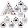 Christmas Concepts® Confezione di palline di albero di Natale da 10-60 mm - Baubles decorati lucidi, opachi e glitterati ... (Bianco e Argento)
