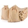 MAOOY 25PCS Sacchetti Regalo di Iuta 10 x 14 cm, Sacchetti di Juta, Sacchetto di Tessuto con Coulisse per Matrimonio, Gioielli, Bomboniere, Festa, Natale (Giallo Beige)