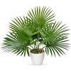 Oairse Piante di palma artificiale in vaso, 38 cm, pianta finta con 7 foglie realistiche per la decorazione della casa per interni, pianta tropicale finta decorativa per casa, ufficio, bagno, cucina,