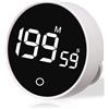 Birshe Timer digitale LED, 2 modalità, magnetico, visivo, adatto cucina, bagno, ufficio, aula, sport, bianco