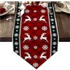 KASESSS Runner Natalizio Da Tavolo Rosso, Fiocco Di Neve Renna Runner Tavola Natale, Lino Quadrato Tovaglia Centrotavola Natalizio Per Decorazioni Natalizie Inverno Tavolo Cucina Casa 33x183 Cm