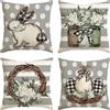 Artoid Mode Set di 4 federe per cuscino pasquale con conigli, 45 x 45 cm, per la primavera, Happy Easter