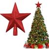 DINGFENG DINGFDENG Stella per Albero di Natale Rossa Lucente 20cm, Puntale per Christmas Tree, in Plastica Leggera e Stabile, Decorazione per Albero Naturale o Artificiale Decorazioni Albero di Natale