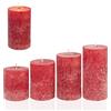 Candelo Set di 4 candele rustiche per ambiente natalizio, corona dell'Avvento, candela rustica, rosso/rosso, 8/10/12/14 cm, candele di Natale rosse senza profumo