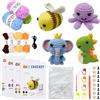 Rapidbok 4 Pezzi Set fai da te all'uncinetto,Set di lavori a maglia creativi,Kit per Animali All'uncinetto,con 4 diversi modelli di uncinetto(Elefante/Dinosauro/Ape/Polpo),per Adulti e Principianti