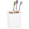 COMNICO Portaspazzolino con divisorio in bambù, plastica antiscivolo, 3 fessure, contenitore drenaggio bicchieri, organizer piano bagno
