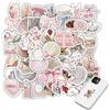 AzureRay Set di 120 adesivi estetici Y2K con fiocco rosa - Autocollanti carini in vinile impermeabile - Stickers cute & aesthetic per borraccia, laptop, diario - Per bambini e adulti