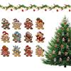 CENCERY 24 Pezzi Addobbi Natale in Legno - Omini Pan di Zenzero Vintage con Cordino - Decorazioni per Albero di Natale, Finestre, Porte e Idee Regalo Fai da Te