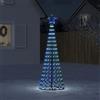 IKAYAA Albero di Natale Luminoso da Esterno 8 Giochi di Luce Struttura in Metallo Puntale a Stella Decorazioni Natalizie Interno Esterno -Blu-180 cm