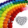TOAOB THE ONE AND ONLY BABY TOAOB 300 Pezzi Pom Pom Colorati Decorativi 3 cm Piccoli Pompon Grandi Ponpon Occhietti Adesivi per Decorazione Festiva Lavoretti Artigianato