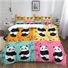 XCQHZYQ Set Copripiumino con Stampa 220x240 cm Panda Gigante Dei Cartoni Animati Set di Biancheria da Letto con Copripiumino in Policotone, per Letto Matrimoniale, per Bambini, Ragazzi e Ragazze