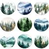 ANATTASOUL 9 Pezzi di Pattern Foresta Acquerellata Montagna Sottobicchieri Legno, Sottobicchieri per Bevande,Coaster per Tavolino del Caffè, Decorazione per Cucina e Sala da Pranzo