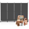 Fiqops Paravento su Ruote, Divisorio a 4 Parti 228x181 cm, Impermeabile e Divisorio per Esterni, Uffici, Balcone - Antracite