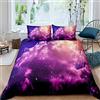 Homemissing Set di biancheria da letto a tema galassia con cielo stellato per bambini e adulti, copripiumino per letto a tema spazio esterno con cielo notturno, nuvole e stelle, copriletto 3 pezzi