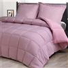 HIG Copripiumino 200x220 cm + 2 Fodere per cuscino 80x80 cm - Trapunta trapuntata Oeko-TEX certificata rosa nebbia, cucita a scatola - 1500 g di alternativa alle piume (250 GSM) morbida e soffice