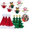 Vookkp 12 Pezzi Pompon Colorati Decorazioni Cappello Babbo Natale+Bandierine Colorate+ Albero di Natale di Carta Riutilizzabile Tavola Decorazioni Natalizie da Appendere