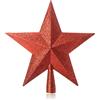Com-four® Stella Rossa per la Cima dell'Albero di Natale - Addobbi in Plastica per L'Albero (Rosso)
