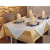 texpot Tovaglia 100 x 100 cm, giallo con bordo in raso, 100% cotone damascato